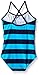 Kanu Surf Girls Beach Sport Banded 1 Piece Swimsuit, Layla Navy/Aqua Stripe, 6X