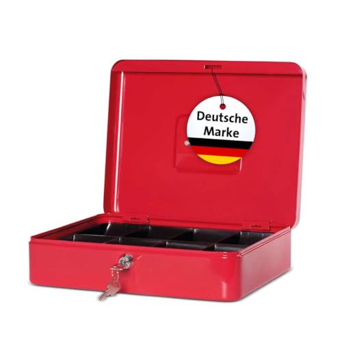 MAUL Red Cash Box Lockable Money Safe With Coin Tray