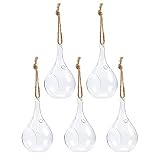 Juvale 5-Pack Hanging Glass Terrarium - Glass Teardrop Terrarium Holder Succulent Plants, Tealight Candles, Indoor Outdoor House Decoration, 3.15 x 5.51 x 3.15 inches
