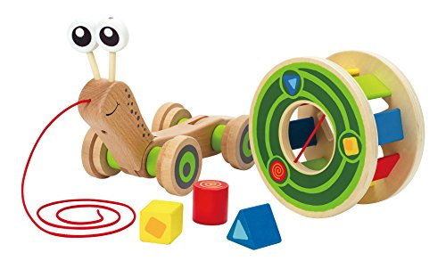Hape Walk-A-Long Snail Pull Toy |Award Winning Toddler Wooden Push and Pull Toy with Removable Color