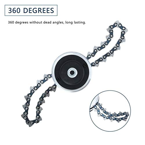 Fullwei 2 Types 65Mn Weed Trimmer Head with Sawchain,Coil Chain Brush Cutter Grass Lawn Mower Sharpener Head (A)