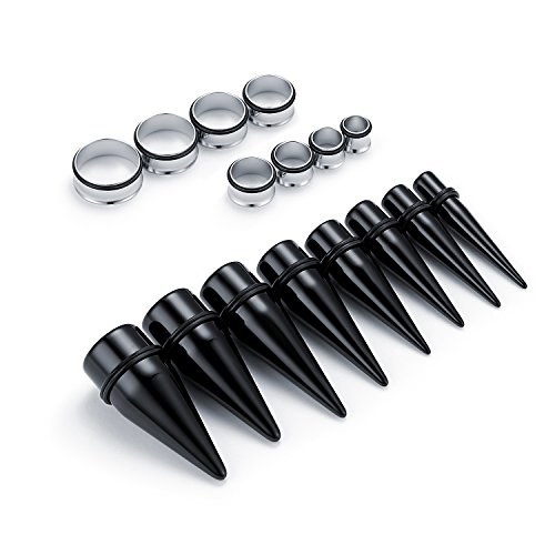 vcmart 00G-24mm 32pcs Ear Stretching Kit UV Acrylic Tapers & Surgical Steel Plugs Gauges