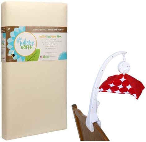 Lullaby Earth Super Lightweight 2 Stage Crib Mattress with Crib Mobile Attachment Clamp