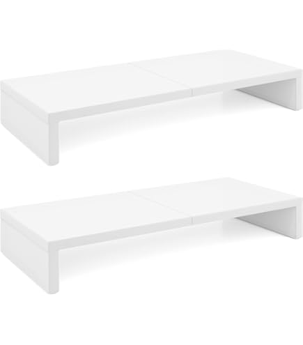 Amazon.com : TEAMIX 2 Tier White Monitor Riser Stand, Wood Desktop