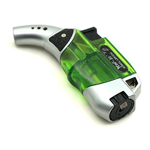 GuangFa Handheld Mini 863 Butane Torch Windproof Refillable Gas Steel Adjustable Flame 1300°C/2500°F for Kitchen Cooking Cigar Light BBQ Welding … (Green)