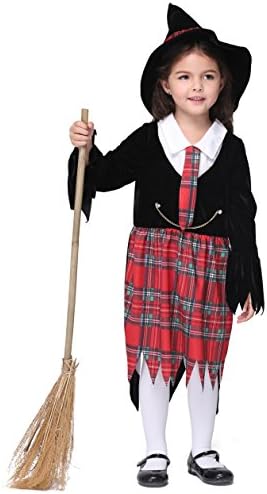 Girlscos Girl's Witch Costume 3 Piece Suit Kids Halloween Cosplay Costumes Small Black