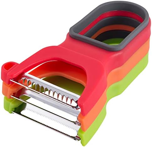 Attootric Peeler, Vegetable Peeler magic trio peelers set of 3 with Sharp Stainless Steel Blade for Potato Fruit, Swivel Serrated Julienne Peeler Kitchen Gadgets Tools (Red Green Yellow)