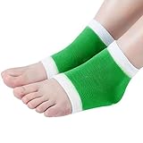webueat Gel Moisturizing Socks Soft Repair Dry Cracked Heel,Green-White