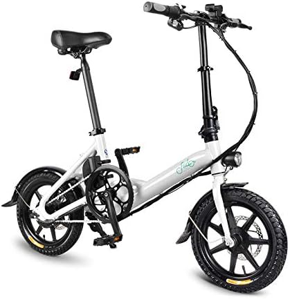 mymotto 14" Folding Bicycle Power Assist Adjustable Electric Bike, Moped E-Bike 250W Motor 36V 7.8AH