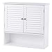 TANGKULA Wall Cabinet, Hanging Bathroom Medicine Cabinet with Double Shutter Doors and Adjustable Shelf, 26 x 8.5 x 25 Inches, White