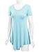MBJ WT638 Short Sleeve Shirts for Womens Tops Casual V-Neck Summer Clothes Asymmetrical Tunic Blouses L Aqua