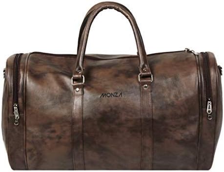 MONZAItaly Multipurpose Leather Duffle Travel Weekender bag for Men and Women Color (Brown)