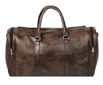 Monza Italy Leatherette Travel Duffel Weekender Bag/Brown Color
