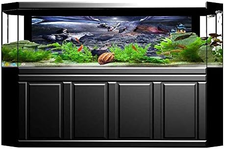 UHOO2018 Background Fish Tank Decorations Fighting with Medieval Knights War Scene in Gothic Fiction Dark Blue Grey Purplegrey PVC Paper Cling Decals Sticker 23.6"x11.8"