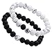 Couples His & Hers Bracelet Black Matte Agate & White Howlite 8mm Beads Bracelet Crown Bracelet Friendship Relationship Bracelet