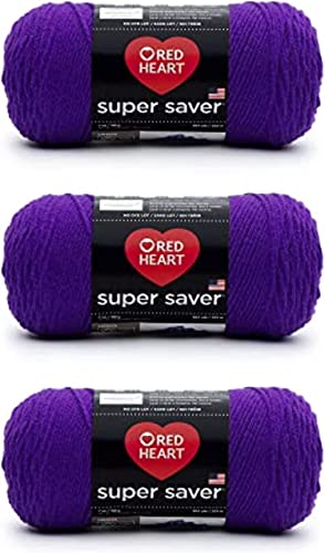 Red Heart Super Saver Pack of 3 - Amethyst - 7oz/198g - Acrylic - 4 Medium (Worsted) - 364 Yards - Knitting, Crocheting, Crafts & Amigurumi