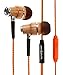 Symphonized NRG Premium Genuine Wood in-Ear Noise-isolating Headphones with Mic (Orange Stripe)