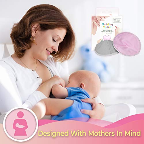 Anti-Split Highly Absorbent Reusable Nursing Pads (8-Pack) Contoured Shape, Fits Breast All Shapes & Sizes Comes with Laundry Bag
