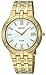 Seiko Men's SNE030 Solar Gold Stainless Steel White Dial Watch