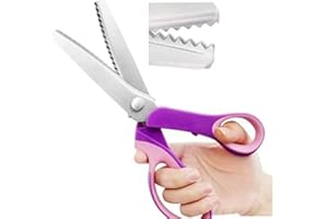THREADNANNY Zig Zag Pinking Shears Scissors for Fabric, Premium Zig Zag Scissors Made of 100% Stainless Steel, Ideal Craft Decorative Edge Sewing Pinking Shears for Fabric Cutting (9.25-inch)