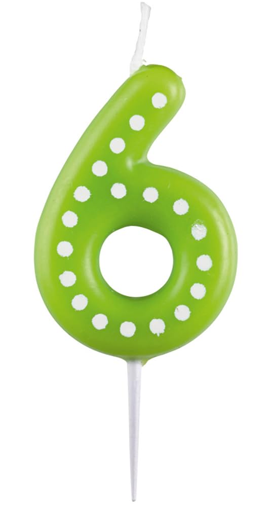 Amscan 9900916 - Number candle 6 birthday party height 6.5 cm, cake decoration, assorted colors