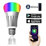 Wi-Fi Smart LED Light Bulb, Dimmable 60W Equivalent(7W), Smartphone Controlled Multicolored Color Changing Lights, No Hub Required, Work with Amazon Alexa