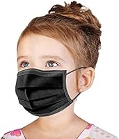 Kids Face Mask Disposable, [US BRAND] Wanwane Ages 4-12 Children Sized Breathable Mouth Cover Face Masks (Black)