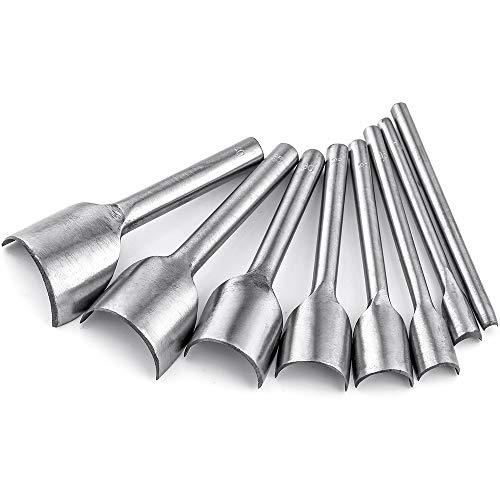 image for Pllieay 8 Pieces 5-40 mm Leather Craft Tools Half-Round Cutter Punch f