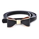 TopTie Thin Waist Belt Cute Bow Buckle BLACK