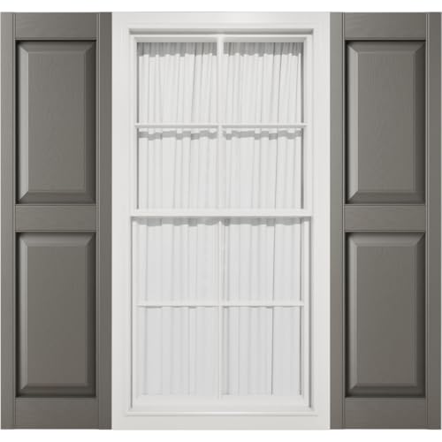 12"W x 52"H Mid-America Vinyl, TailorMade Two Equal Panels, Raised Panel Shutte…