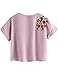 SweatyRocks Women's Casual Summer Tops Floral Embroidered Short Sleeve T Shirt Pink Medium