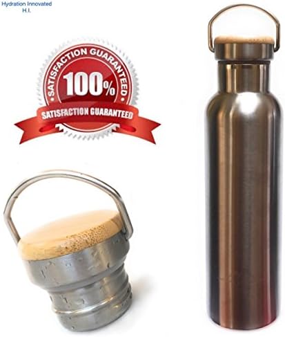 H.i. LLC, 300ml (20oz) Double-Insulated Water Bottle/Thermos with Easy Grip Bamboo Lid