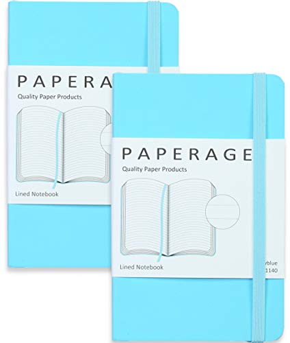 2-Pack Pocket Notebook Journal Notepad Small, College Ruled, 3.6" x 5.5", Faux Leather Soft Cover Mini Journal, 100 GSM Thick Paper, Inner Pocket (Skyblue Lined) - Thumbnail 7
