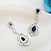 SELOVO Silver Tone Sapphire Color Navy Blue Cubic Zirconia Drop Earrings Jewelry