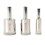 Diamond Dust Drill Attachment Capable Of Drilling 1/2 inches 3/4 inches and 1 inch Hole Ideal For Ceramic Tile Glass Rock Granite Cement Wood Porcelain Set of 3