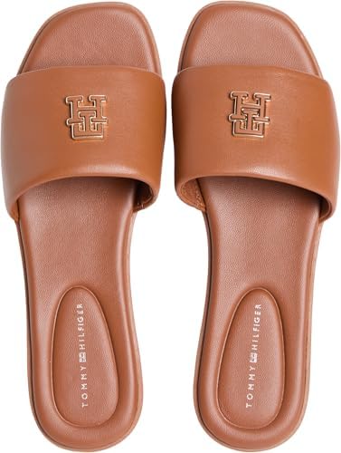 Damen Sandalen Logo Hardware Mule aus Leder, Braun (Warm Bronze), 37