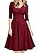 Miusol Women's Retro V Neck Half Sleeve 1950'S Party Swing Dress,Medium,Wine Red