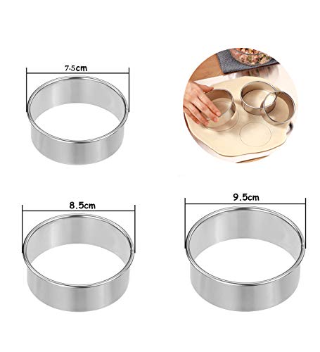 5 Pieces Stainless Steel Dumplings Maker, 2 Dumpling molds (9.5 cm, 7.5 cm) 3 Dumpling Skin Maker (9.5 cm, 8.5 cm, 7.5 cm) Chinese Dumpling Cutter Pie Ravioli Empanadas Press Mold Kitchen Accessories
