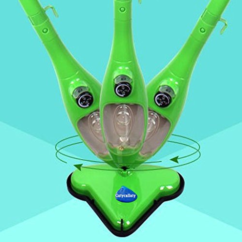 Gatycallaty Floor/Hand-Held Steam Mop Duster; Steam Cleaner For Carpet/Window/Garment/Hard Wood/Tile/Pet;Multifunctional Steamer Cleaning Machines (5-in-1 Accessories & 3 Microfiber Pads ) (Green)