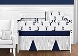 Sweet Jojo Designs Navy Blue White and Gray Woodland Deer Print 9 Piece Crib Baby Bedding Set with Bumper for a Newborn Boy