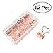TOYMYTOY Rose Gold Metal Binder Clips with Heart Shaped Handle,File Paper Metal Binder Clips for Office Home School,12Pcs