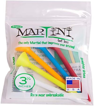 Martini Golf 3-1/4″ Durable Plastic Tees 5-Pack (Assorted Colors)