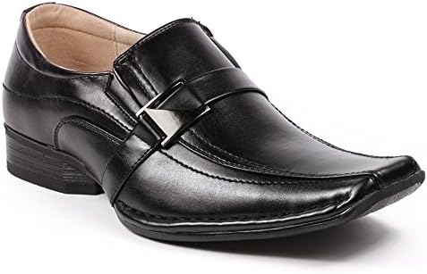 Magestik Men's Buckle Strap Slip On Loafers Dress Classic Shoes (10, Black)