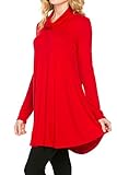2LUV Women's Long Sleeve Cowl Neck A-Line Tunic Dress