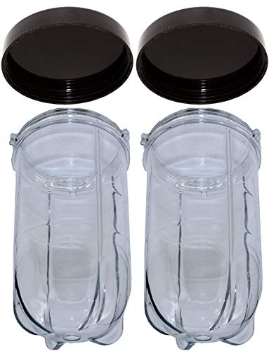 Blendin 2 Pack 16 Ounce Tall Cup with Black Jar Lid, Compatible with Original Magic Bullet Blender Juicer 250W MB1001 (Renewed) - Thumbnail 6