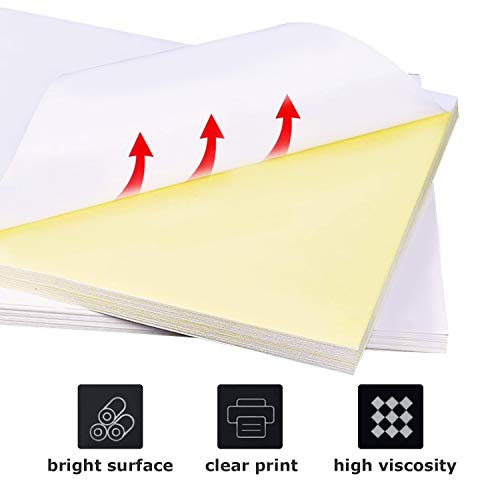 Magicdo® 65 Sheets Glossy Sticker Paper, A4 Self Adhesive / Sticky Back