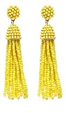 NLCAC Women's Beaded tassel earrings Long Fringe Drop Earrings Dangle Yellow