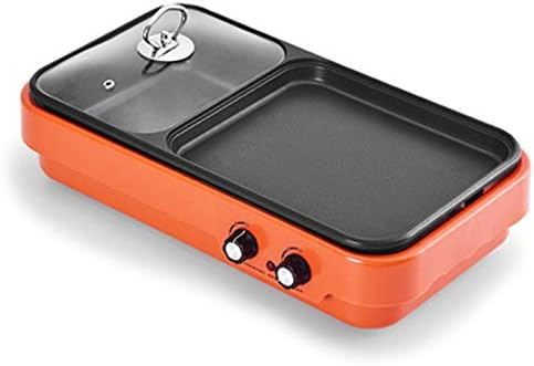review Zcm Electric Grills 220V Multifunctional Electric Barbecue Griddle Electric Pot 2 in 1 for Party Non-Stick Crepe Pancake Maker for 1-4 People (Color : Orange)