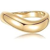 BLOSSOM & HUE Women's Wave Ring in Gold | Wavy Stackable Ring for Women | Bold Twisted Curved Plain Band