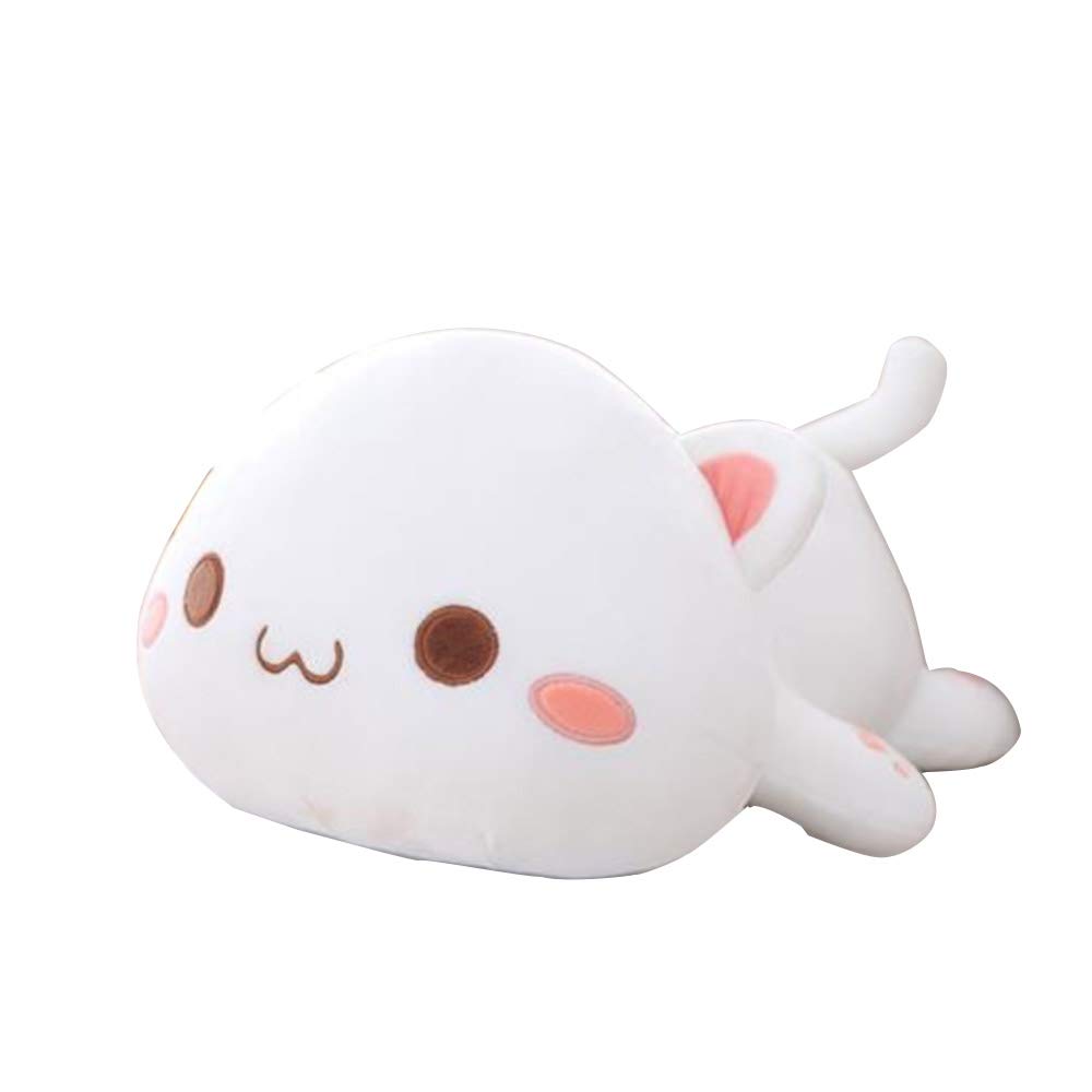 OUKEYI Cute Kitten Plush Toy Stuffed Animal Pet Kitty Soft Anime Cat Plush Pillow, Cat Doll Soft Stuffed Kitten Pillow Doll Toyfor Kids (white)